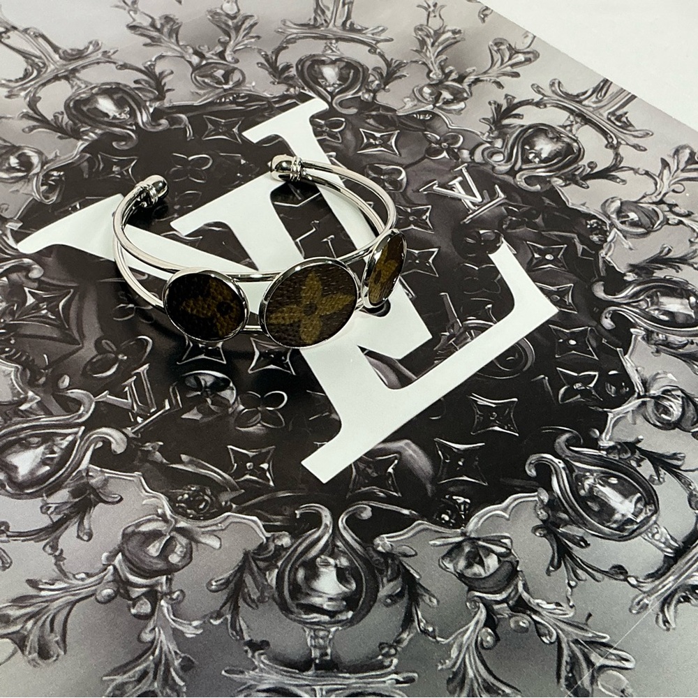 Louis Vuitton Monogram Canvas Silver Cuff Bracelet
